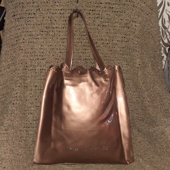 TED BAKER-Large Icon Shopping-Light Brown/Rose Gold-Bow-Excellent - Picture 2 of 7